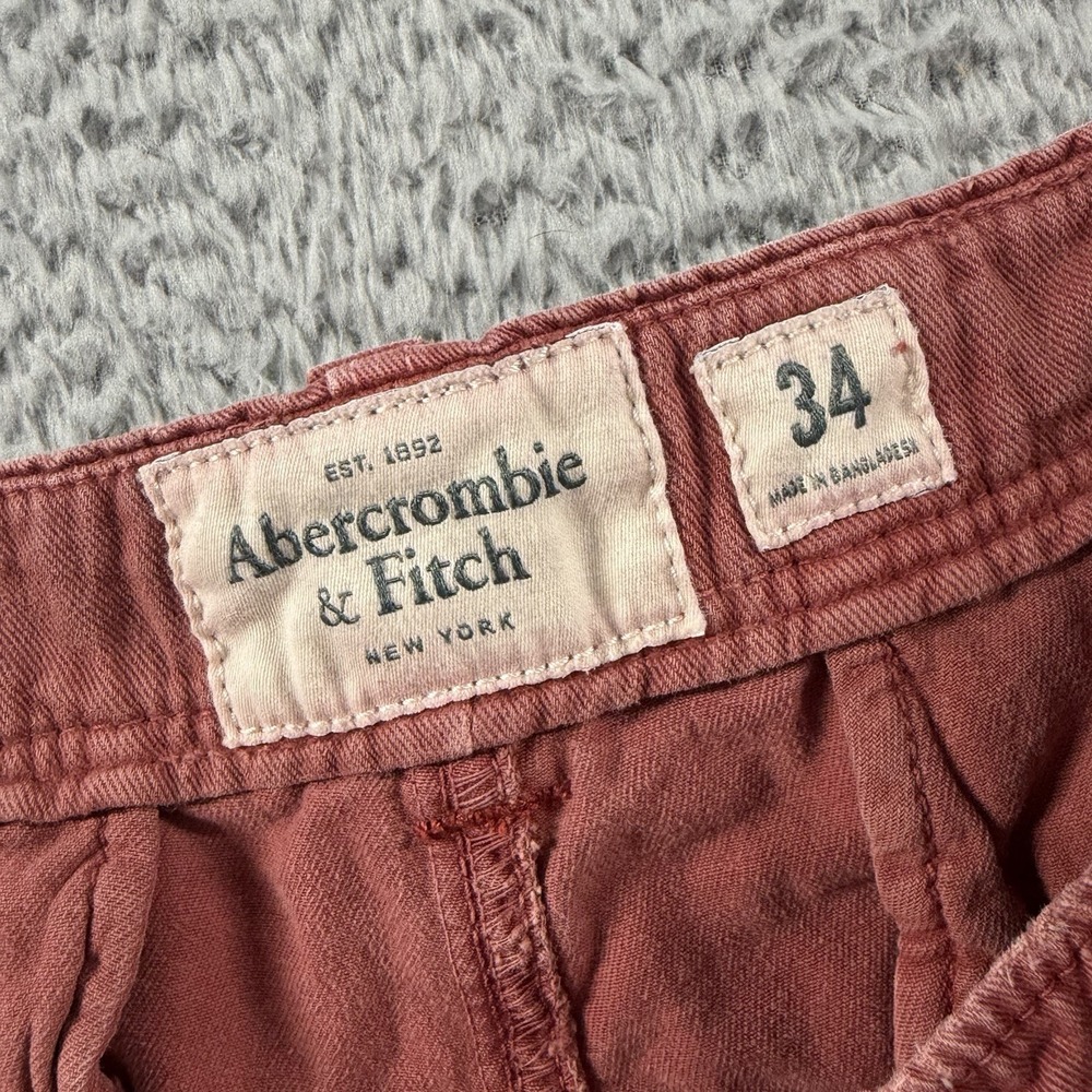 Abercrombie & Fitch Chino Shorts Mens 34 Burnt Red 9" Inseam Board Shorts - Picture 7 of 12